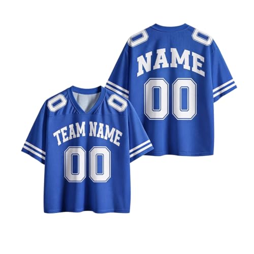 Image of WEOPLKIN Men's American Football Jersey Personalised Sports Top S-7XL blue