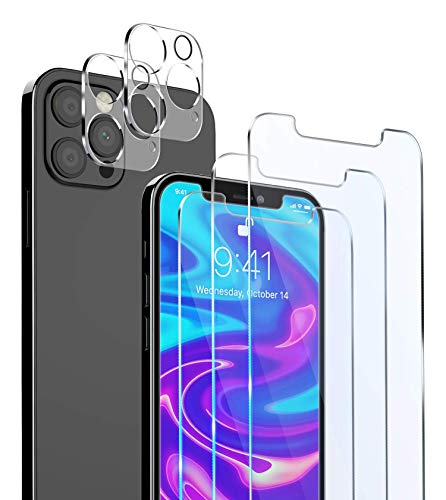[5 Packs] MMY 3 Pack Screen Protector for iPhone 12 Pro Max [6.7â€] + 2 Pack Camera Lens Protector,Tempered Glass Film for iPhone 12 Pro Max,HD Clear - Bubble Free - Scratch Resistant (Clear)