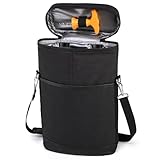 ZEAYEA 2 Bottle Wine Tote Carrier, Insulated Padded Wine Cooler Bag with Shoulder Strap, Portable Wine Tote Bag for Travel, Party, Christmas, Wine Tasting, Great Gift for Wine Lover