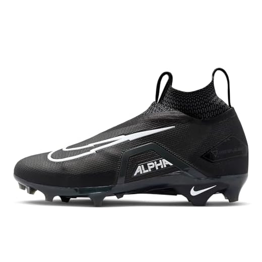 Nike Men's Alpha Menace Elite 3 Football Cleats (10.5 US, Black/Iron Grey/White)