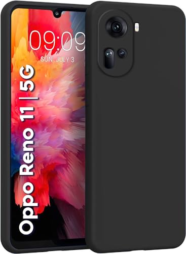 Image of TRUEUPGRADE Liquid Silicone Designed Back Case Cover for Oppo Reno 11 5G | Microfiber Inside | Bumper Back Cover Case for Oppo Reno 11 5G - Black