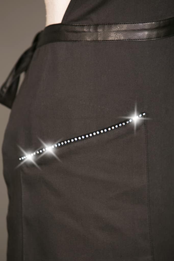 Ladybird Line 270 Black Rhinestone Half Zipper Front Detail Water, Hair and Bleach Resistant Apron for Hair Stylists and Pet Groomers - One Size Fits Most