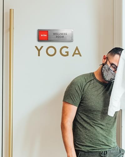 Image of Wellness Room Office Door Signs, Do Not Disturb- In Use /Available Slider Sign for Home Office Wellness Conference Vacant Occupied Privacy Sliding Door Sign,Brushed Silver