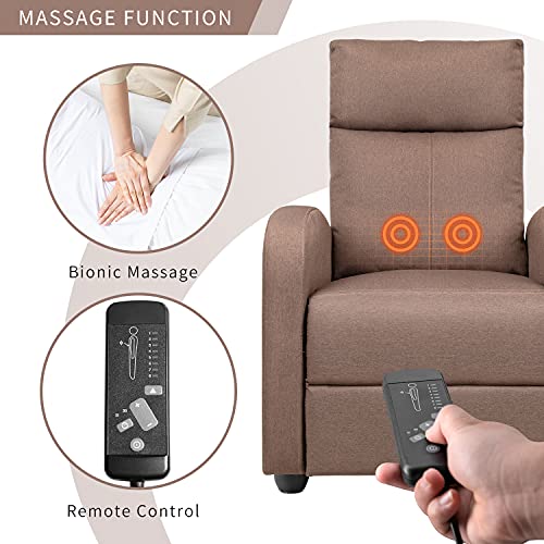 Flamaker Fabric Recliner Chair Massage Recliner Sofa Chair Adjustable Reclining Chairs Home Theater Single Modern Living Room Recliners With Thick Seat Cushion And Backrest (Brown) #TOP1