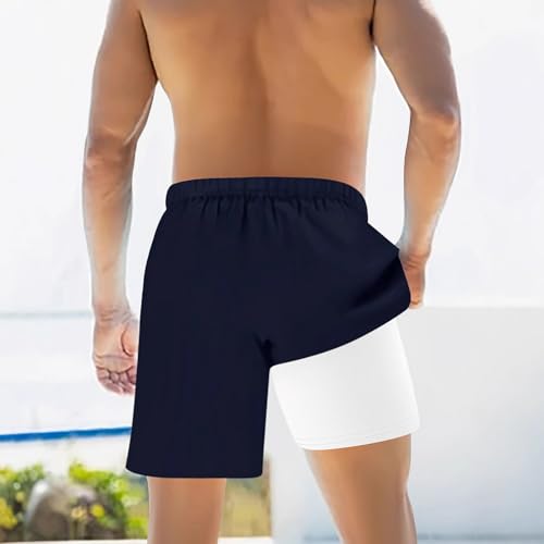GIBZ Men Bathing Suit with Compression Liner Quick Dry Swim Trunks 2 in 1 Solid Beach Swimming Shorts with Pockets4