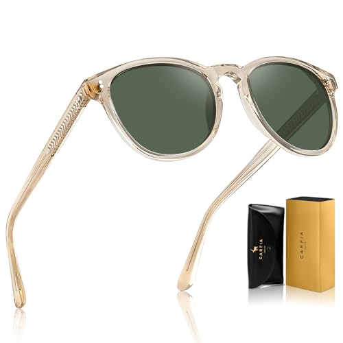 CARFIA Retro Polarised Mens Womens Sunglasses Fashion Tortoiseshell Sunglasses in Hand-Crafted Acetate CA2307