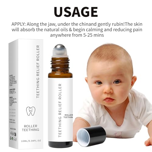 teething roller all natural for babies natural gum relief with chamomile amp rose oil gentle massage applicator for soothing infant teething pain essential oil massage roller 2