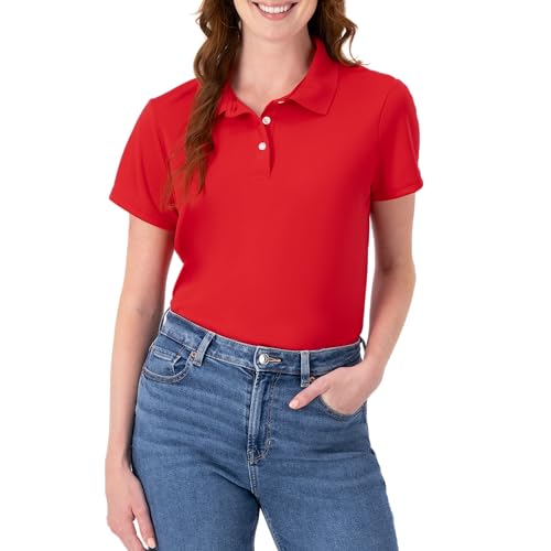Hanes Sport Women's Cool DRI Performance Polo,Deep Red,Large