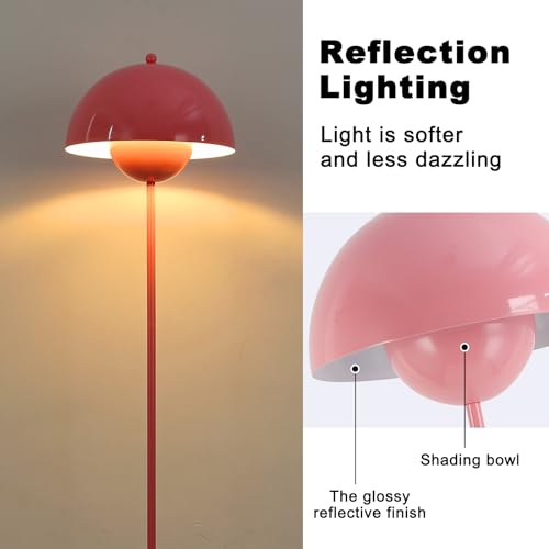 Image of Mid-Century Modern Metal Bud Floor Lamp for Home and Office, Light Pink