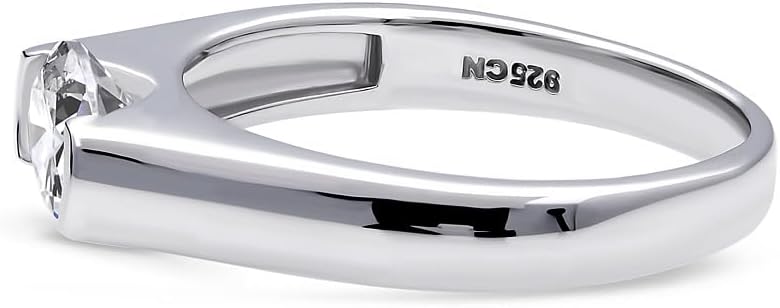 BERRICLE Sterling Silver Solitaire Wedding Engagement Promise Rings for Her, Bezel Set Cubic Zirconia CZ Ring - Marquise, Oval, Emerald, Round Cut - Image 3