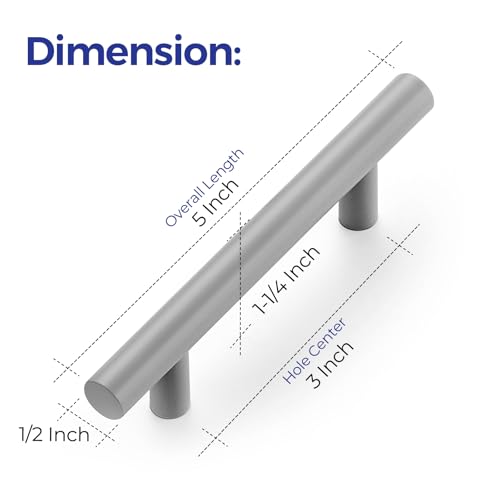 Image of Ravinte 6 Pack | 5 Inch Cabinet Pulls Grey Stainless Steel Kitchen Drawer Pulls Cabinet Handles 5 InchLength, 3 Inch Hole Center