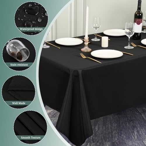 image for YMHPRIDE 10 Pack 60x84 inch Polyester Tablecloths Black Tablecloth for