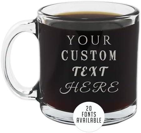 Personalized Etched Custom Message 12oz Glass Coffee Mug, Custom ...