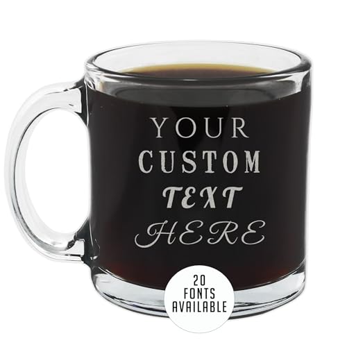 Custom Etched 12-Ounce Glass Coffee Mug