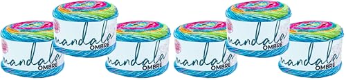 Image of Lion Brand Yarn Mandala Ombre Yarn with Vibrant Colors, Soft Yarn for Crocheting and Knitting, Happy, 6-Pack