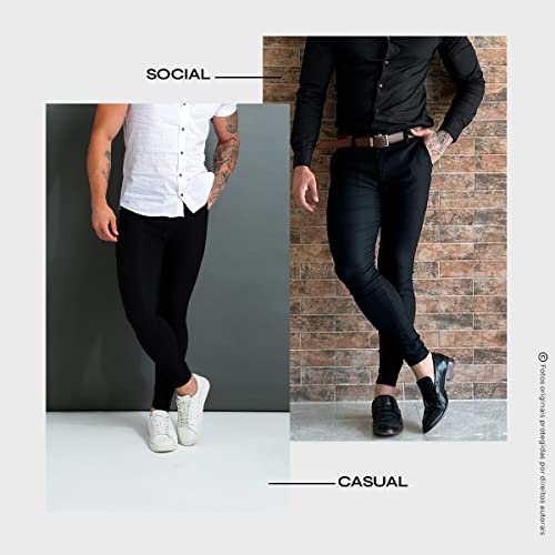 Calça Alfaiataria Social Super Skinny Sarja Masculina Premium (42, Branco)