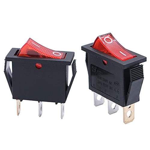 Mxuteuk 6Pcs Ac110V/120V Rocker Switch Red Light Illuminated Snap-In Toggle Switch Power Spst On-Off Switch 3 Pin, Use For Household Appliances Industrial Equipment Mxu3-101Nr #TOP4