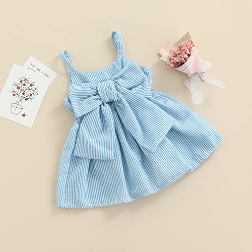 Toddler Baby Girls Sleeveless Dress Front Bowknot Stripe Sling Summer Jumpsuit Princess Casual Romper3