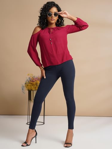 Image of ONE SKY Women Full Length Leggings | Cotton Modal Spandex Blend | High Waist Stretchable & Bio-Washed Fabric | Colour-Lock Technology | Comfortable Leggings for Women