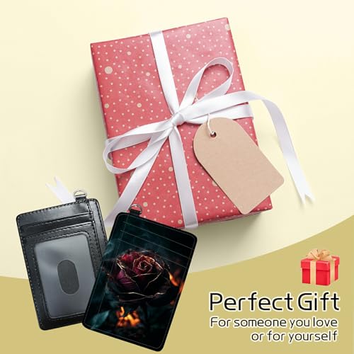 Image of Small Travel Wallets, Burning Rose Slim Minimalist Front Pocket Wallet with Wristlet, RFID Blocking PU Leather Credit Card Holder with ID Window Change Purse for Men Women