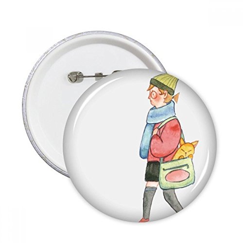 Bouton vêtement décoration badge rond chat Miaoji Peinture XL 5pcs