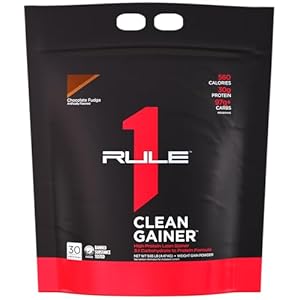 Rule One Proteins, R1 Clean Gainer – High-Protein Lean Gain Formula with 560 Calories, 30g of Full-Spectrum Protein, Over 90g Carbs, Under 6g of Fat (30 Servings, Chocolate Fudge)