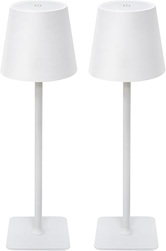Paquete de 2 lámparas de mesa inalámbricas recargables, 4000 mAh, lámpara de mesa inalámbrica, 3 colores de atenuación continua, lámpara de mesa LED