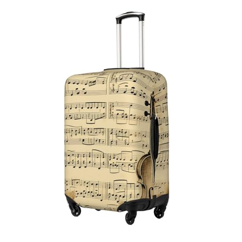 Travel Luggage Cover Elastic Anti-Scratch Suitcase Protector Washable Travel Suitcase Cover Music Notes On Old Paper Luggage Protector Fits 18-32 Inch Suitcase2