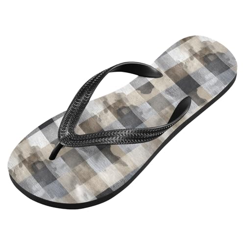 Flip Flop Sandals Pale Checkered Print for Women Men Beach Outdoor XS2
