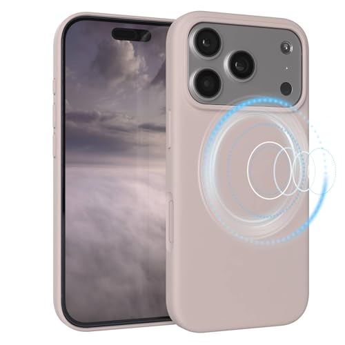 EAZY CASE Funda de silicona magnética para iPhone 17 Pro – MagSafe, silicona líquida premium, antigolpes, protección para cámara, forro interior de microfibra, funda fina para teléfono móvil, color