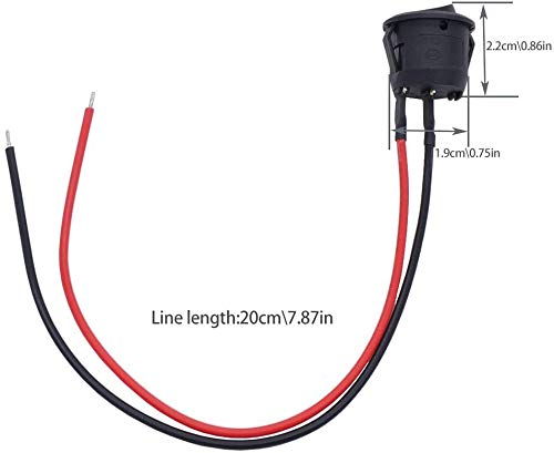 RUNCCI-YUN /12Pcs AC 6A/250V 10A/125V SPST 2 Pins 2 Position On/Off Car Boat Round Black Rocker Switch Toggle with Pre-soldered Wires for Car Truck Motorcycle Boat Marine - Image 3