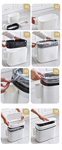Klgo 12 Liter Slim Plastic Trash Can With Lid,2.6 Gallon Double Barrel Waste Basket,Rectangular Press Garbage Container Bin For Bathroom,Bedroom,Kitchen And Office,White (12 Liter) #TOP4