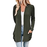 Genérico Calcetines De Senderismo Cárdigan de Manga Larga Informal Holgado con Bolsillo de Color sólido de otoño para Mujer Calcetines Hombre Navidad (Green, XXL)