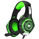 BlueFire 3.5mm PS4 Gaming Headset Headphone with Microphone and LED Light Compatible with Playstation 4, PS5, Xbox one, PC (Green)