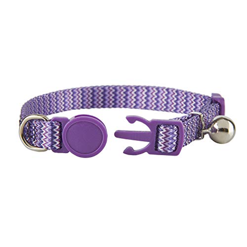Petiry 2 Pack Cat Collar Stripe Pattern,Safety Breakaway Clasp,With Bell, Adjustable Collars For Cats. #TOP2