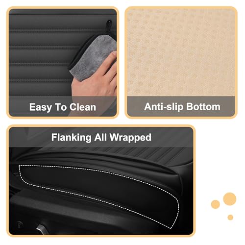 Image of Car Seat Cover for Chevy Equinox 2005-2026 Full Coverage Nappa Leather Car Seat Protector, Fashion Anti-Slip Waterproof Breathable Easy to Install, Auto Interior Accessories(Front Seat,Black&Black)