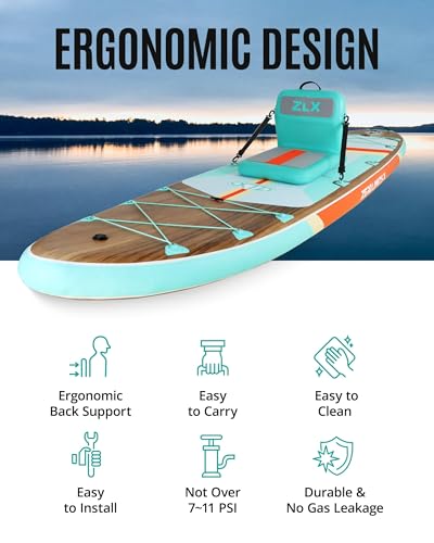 ZLX Sup Sitz 45x54x40cm,Paddle Board Sitz mit Rückenlehne,Tragbarer Kajak Sitz, Universeller Aufblasbarer sitz für stand up paddle,Outdoor Angeln,Kajak Camping,Ruderboot, Belly-Boat