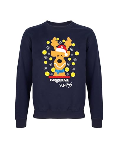 All You Can Tee Felpa Natale, M - Uomo - Donna Adulto - Unisex - Girocollo - Sweater - Manica con polsino - Blu - Maglione