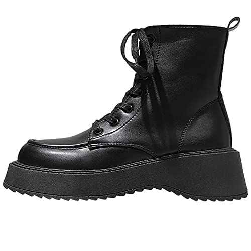 Bottines en cuir pour femmes au design de bottes de moto noires