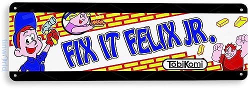 Tinworld Tin Sign: Fix It Felix Jr Arcade Game Room Marquee Metal Sign Retro Console 6” x 18” A888