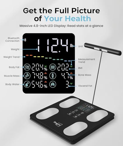 Image of Body Pod Scale, Smart Scale with BMI Body Fat Muscle Mass, 8-Electrode High Precision Digital Bathroom Composition Analyzer with 12.2 inch Large Platform and 4.8 inch Display