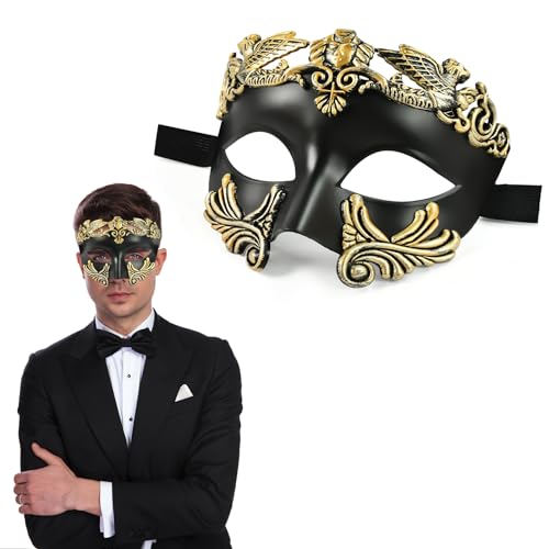 EKKONG Máscaras venezianas para homem, máscara disfarce anti-face carnaval em Veneza máscara veneziana para Halloween máscara carnaval mascarada vestir acessórios (ouro preto)