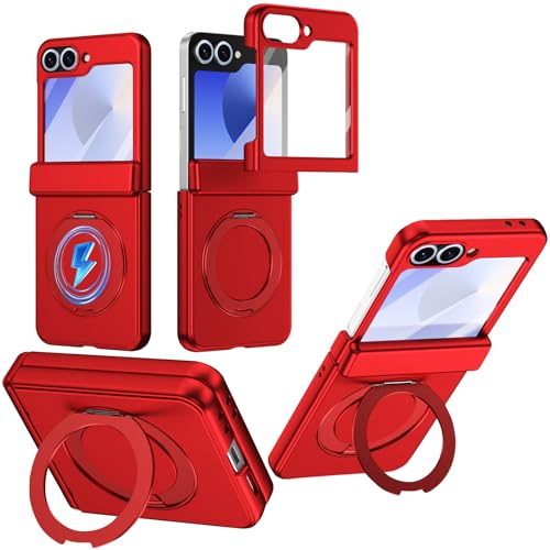 Coque Samsung Galaxy Z Flip6 Rouge avec Anneau Magnétique et Protection Écran