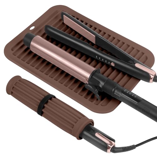 Alfombrilla grande de silicona resistente al calor, alfombrilla profesional de herramientas para el cabello caliente para rizador, plancha plana, alisador de pelo, cubierta de almohadilla caliente