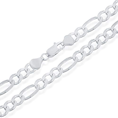 Nyc Sterling Authentic Solid Sterling Silver Figaro Link .925 Itprolux Necklace Chains 1Mm - 7.5Mm, 16" - 30", Made In Italy, Men & Women, (30, 7Mm)… #TOP1