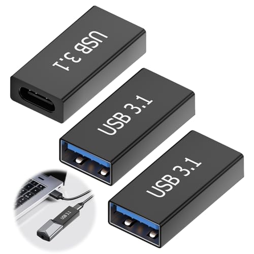Supecesorio USB C auf USB 3.1 Adapter, 3 St&uuml;ck USB C Buchse auf USB 3.1 A Buchse Konverter, 5 Gbit/s &Uuml;bertragungsrate, Adapter A auf C, Zum Anschlie&szlig;en von Zwei Steckern Kabel