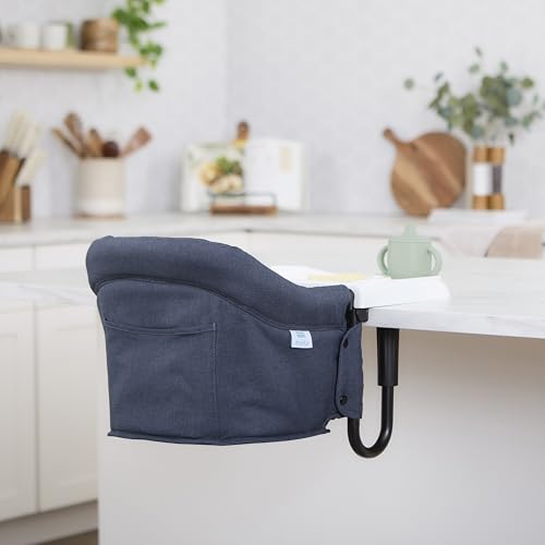 Image of Evolur Hook-On Baby High Chair, Portable Clamp-On Dining Seat with Dishwasher Safe Food Grade Tray, Clip-On Table Chair, Carry Bag, Back Pocket, ASTM Certified, 6-36 Months