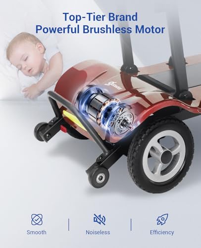 Mobility Scooters for Adults,Ultra Lightweight 36Lbs Folding Electric Powered Scooter for Senior 22 Miles Long Travel Range w/2 Lithium Batteries All Terrain Motorized Scooter Airline Approved