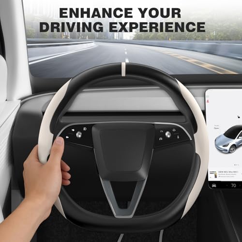 D-Type Steering Wheel Cover for Tesla Model Y 2020-2025 / Model 3 2016-2023 by Epltion - Image 8