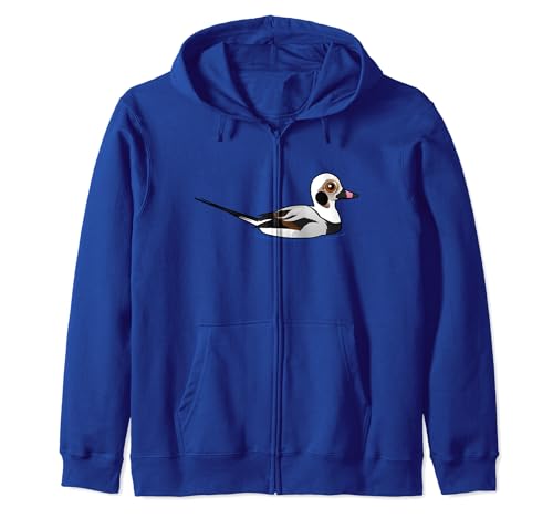 Cute Cartoon Swimming Long-tailed Duck Birdwatcher Design Zip Hoodie